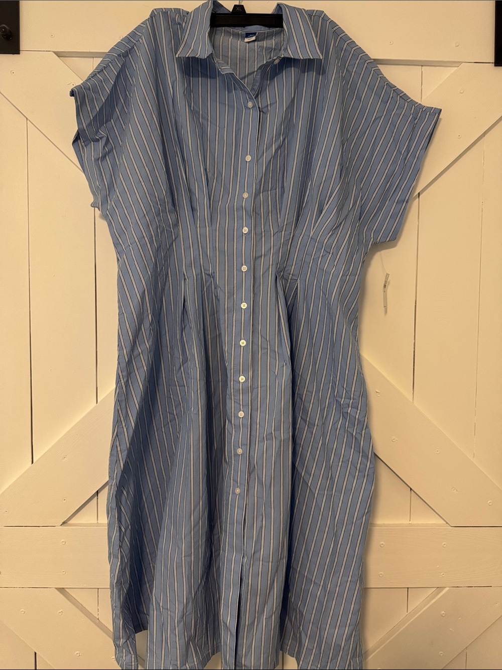 Old Navy Blue Striped Button-Front Dress | Petite XL